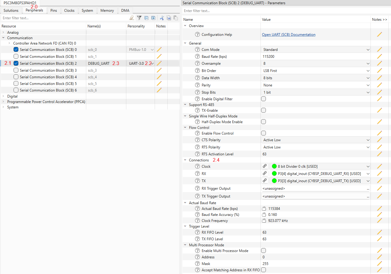 UART Debug Configuration