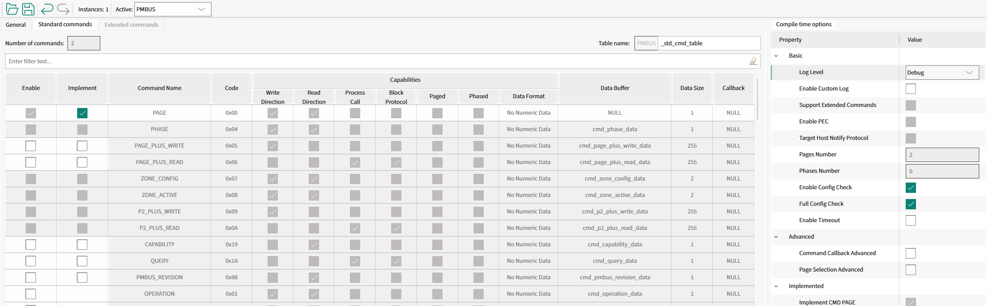 Pre-implemented Commands